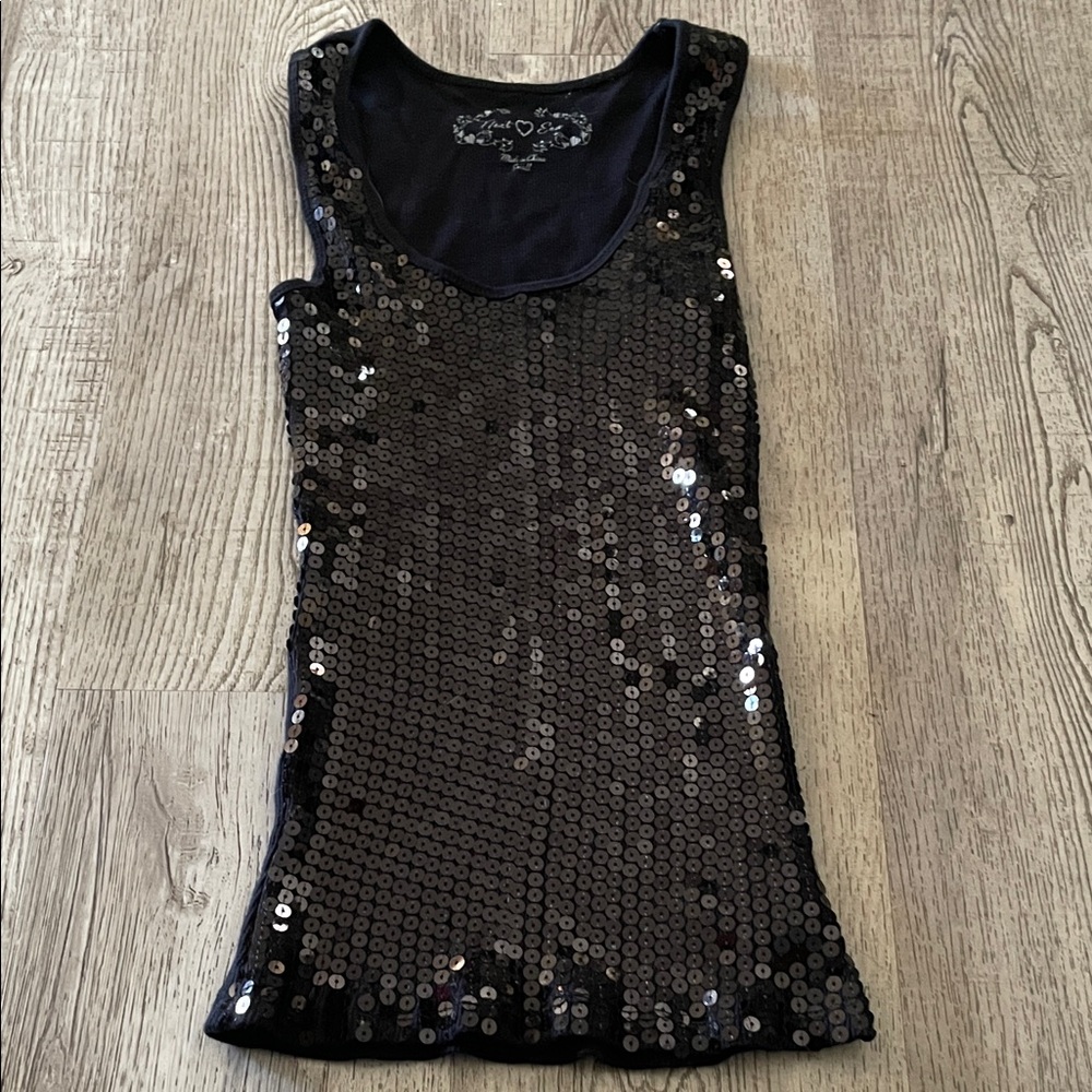 Next Era Black Sequin Tank with Scoop Neck
